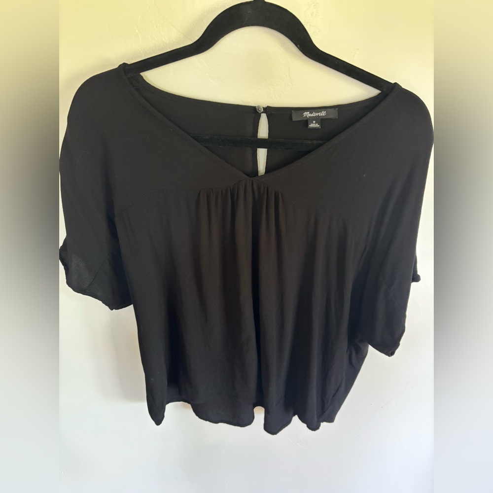 Madewell Drapey V-Neck Flutter Sleeve Top – Size M | A9